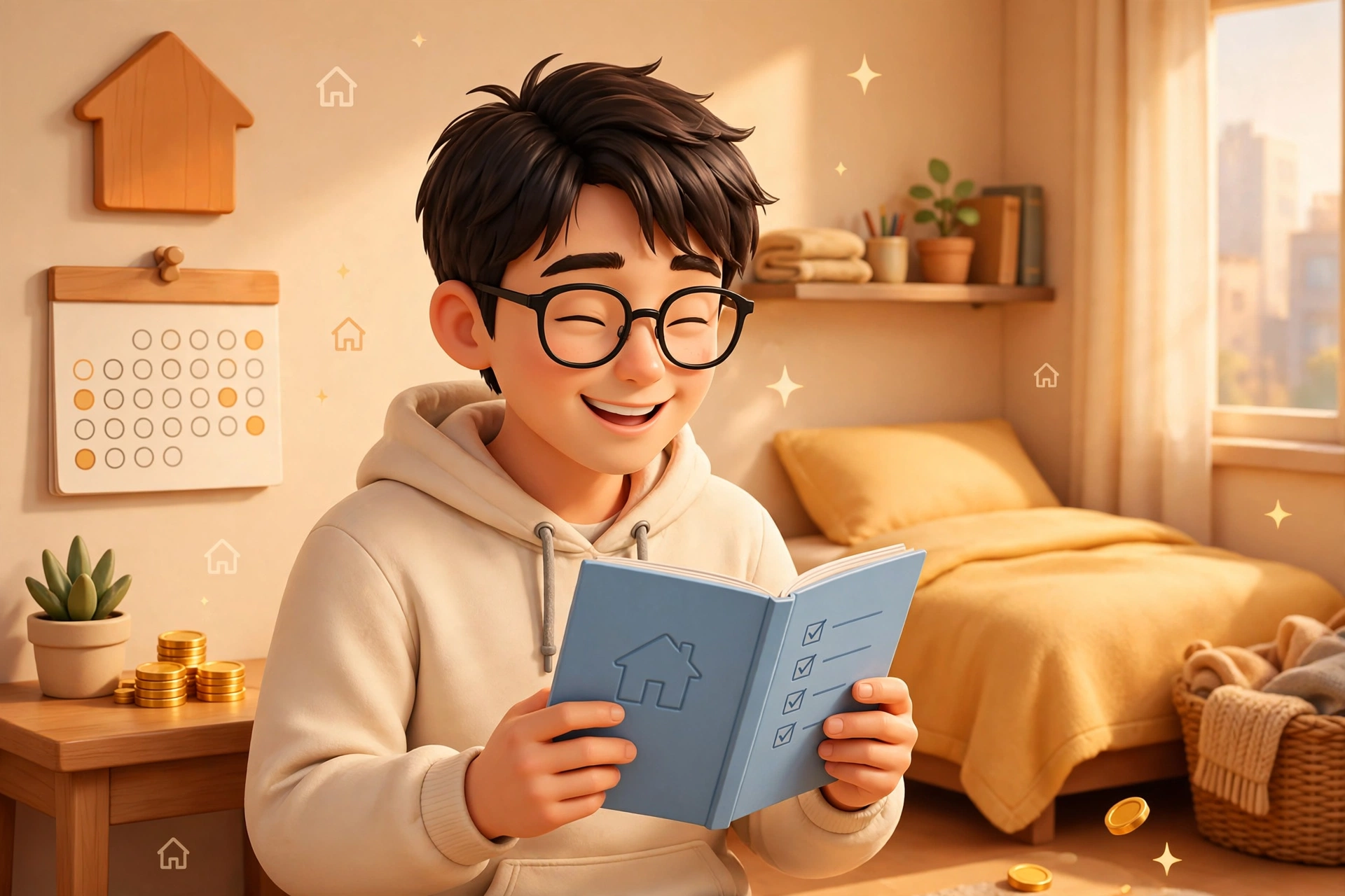 청년월세 특별지원으로 월세 부담을 줄이는 청년 일러스트